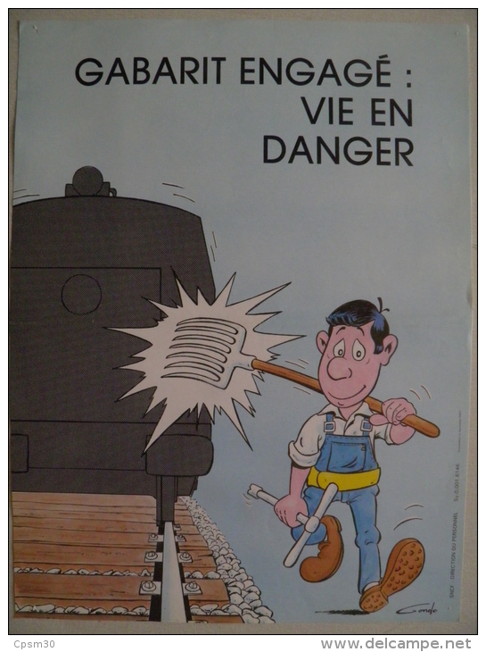 Affiche SNCF De Sécurité - 71 - Gabarit Engagé - Vie Engagée (attention Le Wagon Arrive) - Französisch