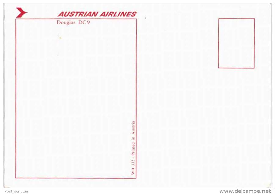 Thème -  Avion - Austrian Airlines Douglas DC9 - VOIR ETAT - Carte Souple - 1946-....: Moderne