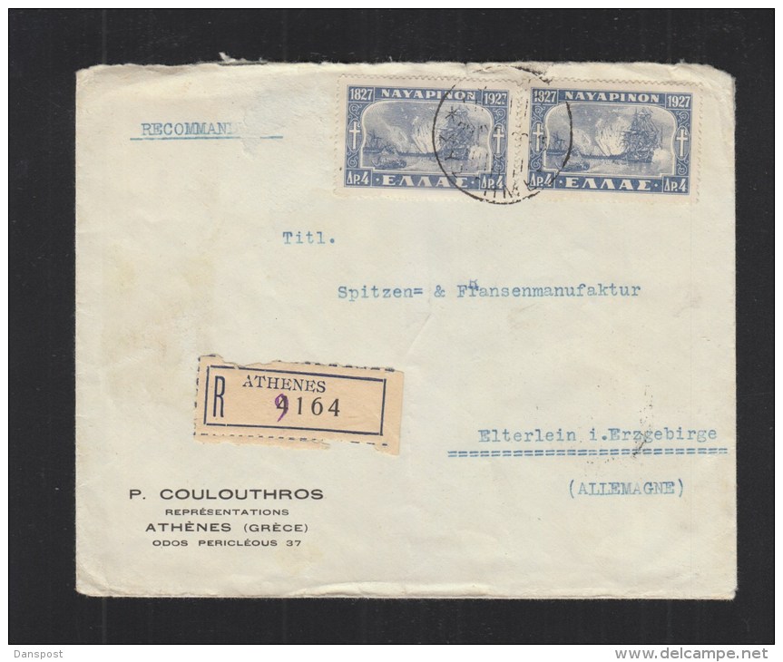 Greece Registered Cover 1929 To Germany - Cartas & Documentos