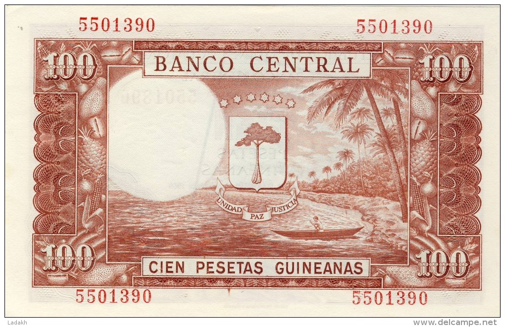 BILLET # GUINEE EQUATORIALE # 1000 BIPKWELE SURCHARGE 100 PESETAS  # 1980 # PICK 13  #  NEUF # - Aequatorial-Guinea