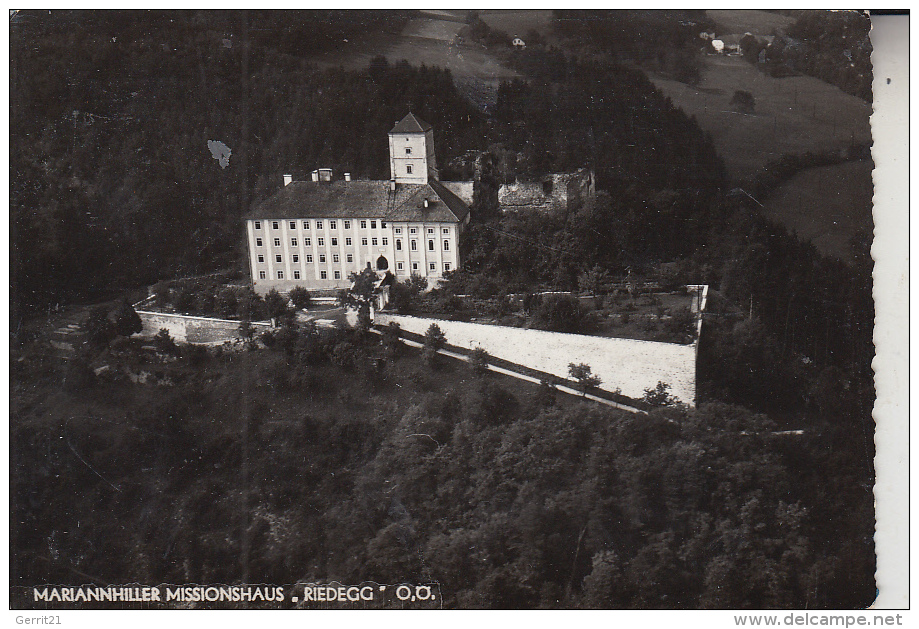 A 4210 GALLNEUKIRCHEN - RIEDEGG, Mariannhiller Missionshaus, Flugaufnahme, 1955 - Linz Urfahr