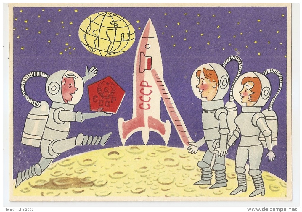 Astronomie - Cosmos - Fusée Cccp -lune -  1963 - Russe - Bonne Année - Astronaute - Cosmonaute - Astronomía