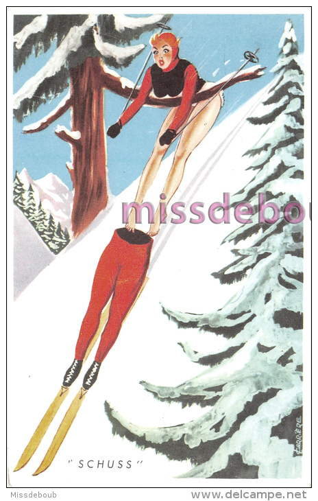 Lot 3 Cpa - SKI Illustration Humoristique - Sports D'hiver - Carte Vierge - Sports D'hiver