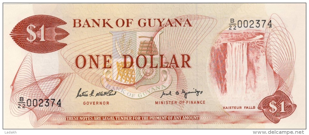 BILLET # GUYANE # 1 DOLLAR # PICK 21 #  NEUF # TYPE 1966 # - Guyana