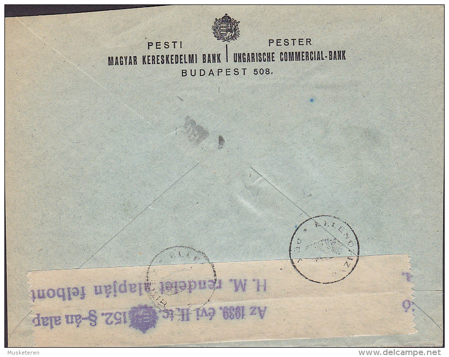 Hungary PESTER Ungarische Commercial-BANK, BUDAPEST Meter Stamp 1916 Cover Censor Zensur Label (2 Scans) - Briefe U. Dokumente