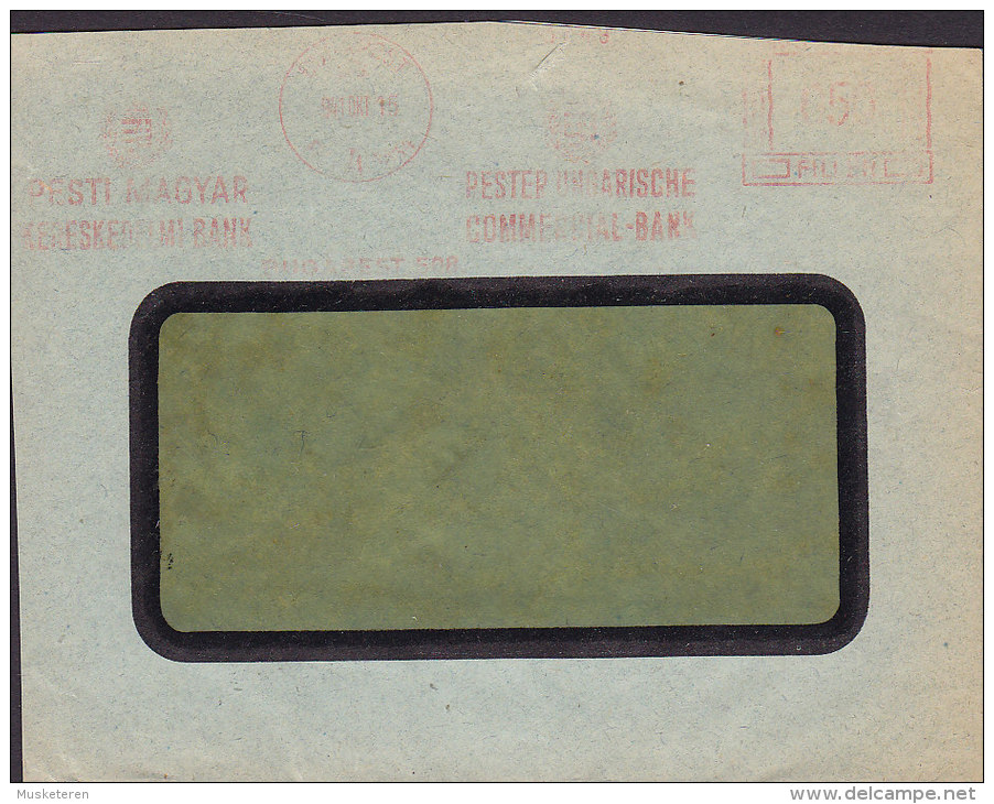 Hungary PESTER Ungarische Commercial-BANK, BUDAPEST Meter Stamp 1916 Cover Censor Zensur Label (2 Scans) - Briefe U. Dokumente