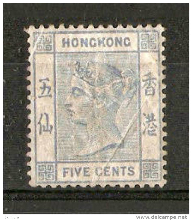 HONG KONG 1882 - 1896 5c PALE BLUE SG 35 MINT NO GUM WATERMARK CROWN CA Cat £42 - Neufs