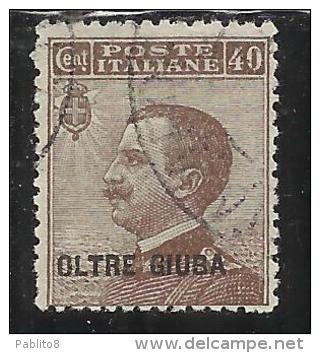 OLTRE GIUBA 1925 SOPRASTAMPATO D´ITALIA ITALY OVERPRINTED 40 CENT. TIMBRATO USED OBLITERE' - Oltre Giuba