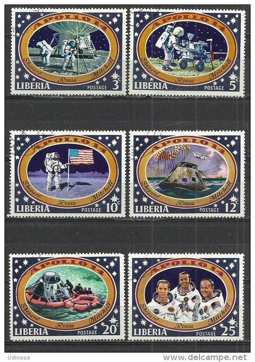 LIBERIA 1971 - MOONLANDING - CPL. SET - USED OBLITERE GESTEMPELT USADO - Africa