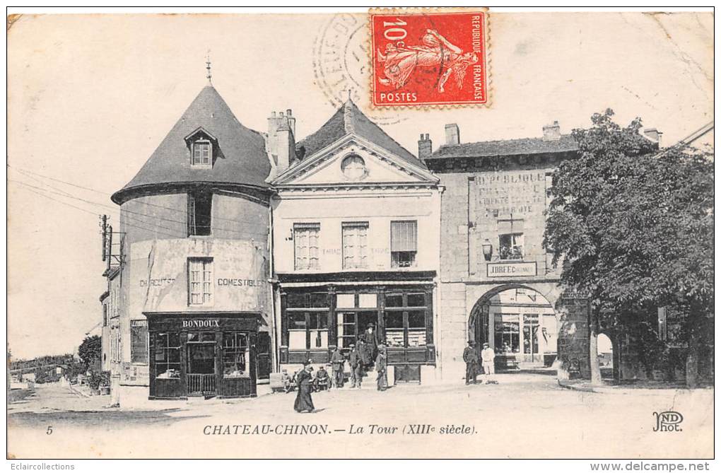 Chateau-Chinon   58   La  Tour  ( Magasin Charcuterie.  Petit Pli D'angle) - Chateau Chinon