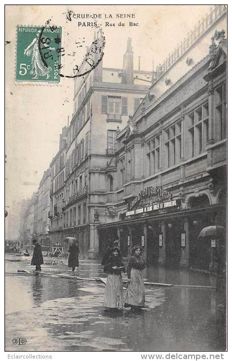 Paris   75007  Rue Du Bac - Inondations De 1910