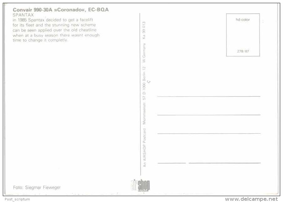 Thème -  Avion - Convair 990 30A Coronado - Spantax - 1946-....: Moderne