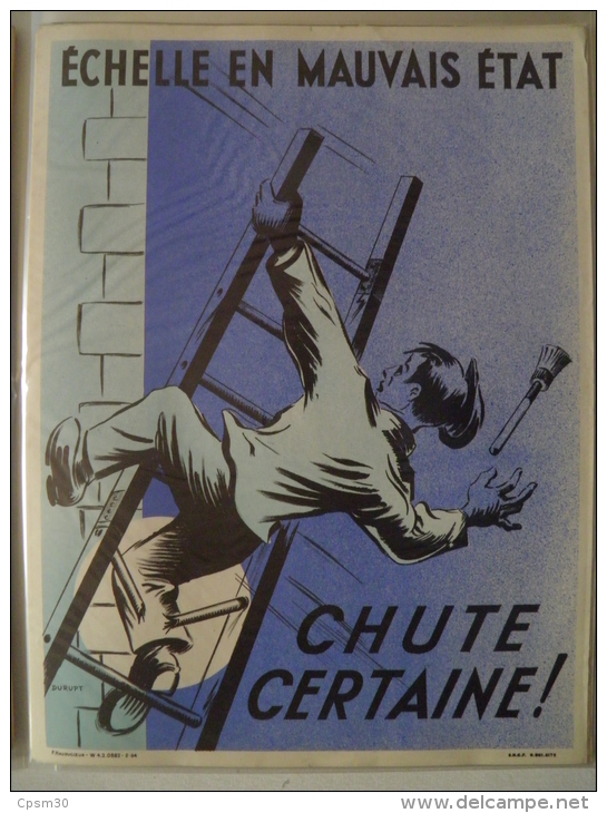 Affiche SNCF De Sécurité - 73 - Echelle En Mauvais état...chute Certaine - Railway