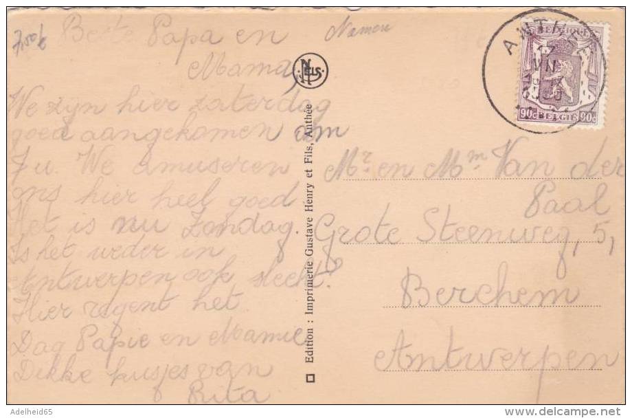 AZE22/  Chateau Anthée Ed. Gustave Henry Et Fils, Anthée, Belle Cachet, Pour Berchem - Onhaye