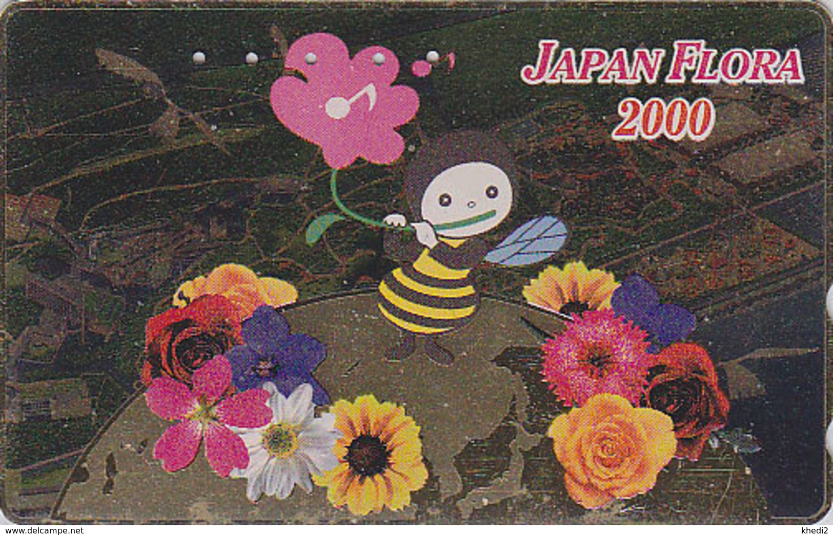 Télécarte Dorée Japon / 110-016 - Animal ABEILLE - BEE GOLD Phonecard ** Série JAPAN FLORA ** - BIENE  - 61 - Abejas