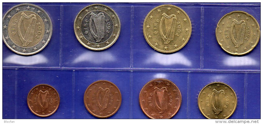 New EURO Irland 2002 Stg 18€ Prägeanstalt Dublin Im Stempelglanz Der Staatlichen Münze Ireland 1C.- 2€ Set Coins Of EIRE - Ireland