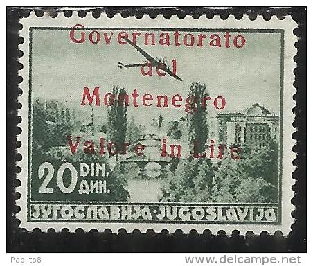 MONTENEGRO 1942 AEREA SOPRASTAMPATO OVERPRINTED AIR MAIL 20 D MLH FIRMATO SIGNED - Montenegro