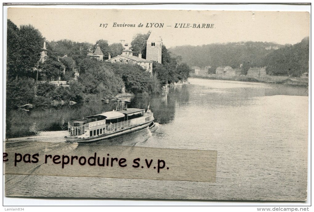 - 137 - Environs De LYON - L'ILE-BARBE - Bateau, Peu Courante, Pub Cacao Meunier, Non écrite, TBE, Scans. . - Autres & Non Classés