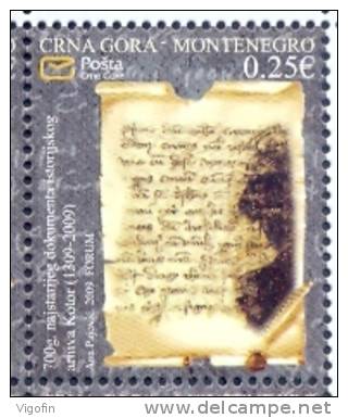 CG 2009-223 700A°OLDEST DOCUMENT IN MUSEUM KOTOR, MONTENEGRO CRNA GORA, 1 X 1v, MNH, - Montenegro