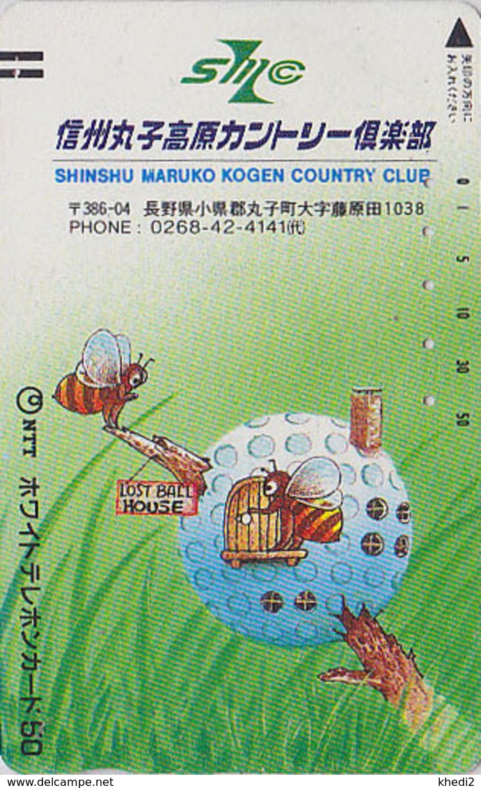 Télécarte Ancienne Japon / 110-011 - Animal - ABEILLE & GOLF - BEE & Sport Japan Front Bar Phonecard - BIENE - ABEJA  83 - Abejas