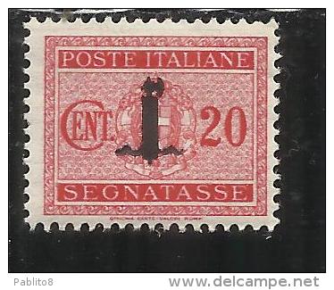 ITALIA REGNO ITALY KINGDOM REPUBBLICA SOCIALE RSI 1944 SEGNATASSE TAXES TASSE PICCOLO FASCIO FASCIETTO CENTESIMI 20 MNH - Taxe