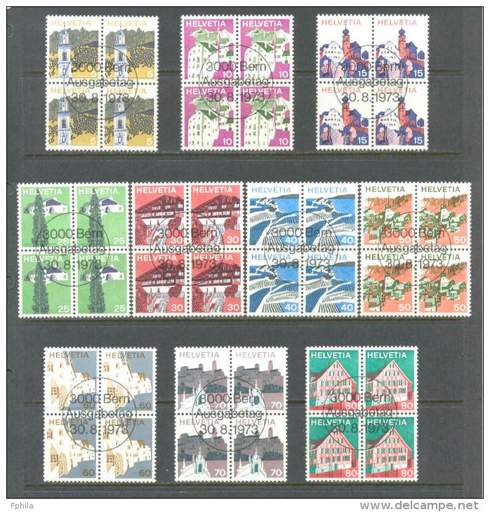 1973 SWITZERLAND DEFINITIVES BLOCK OF 4 MICHEL: 1003-1012 MNH ** CTO - Unused Stamps