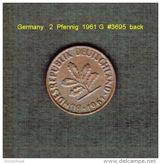 GERMANY    2  PFENNIG  1961 G   (KM # 106) - 2 Pfennig