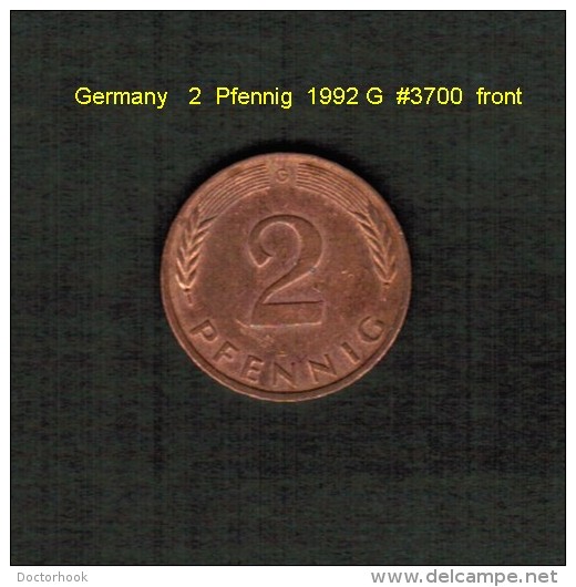 GERMANY    2  PFENNIG  1992 G   (KM # 106a) - 2 Pfennig