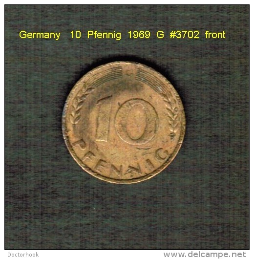 GERMANY    10  PFENNIG  1969 G   (KM # 108) - 10 Pfennig