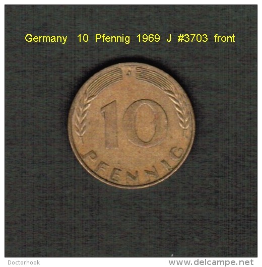 GERMANY    10  PFENNIG  1969 J  (KM # 108) - 10 Pfennig