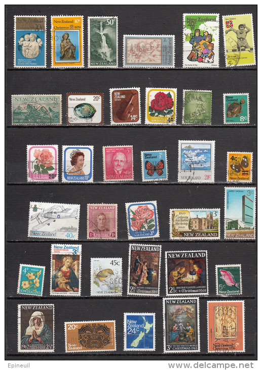 NOUVELLE ZELANDE LOT DE 34 TIMBRES OBLIETERES DIFFERENTS - Verzamelingen & Reeksen