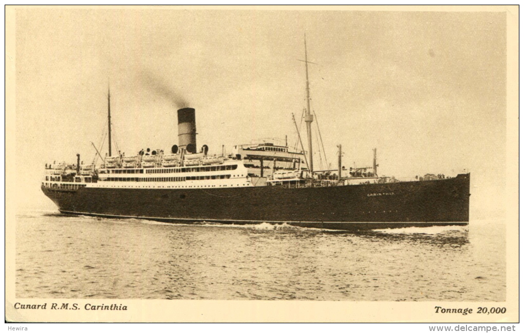 AK R.M.S. Carinthia Ca. 1930 (?) RMS Schiff Dampfer Ship Steamer Cunard Line - Paquebots