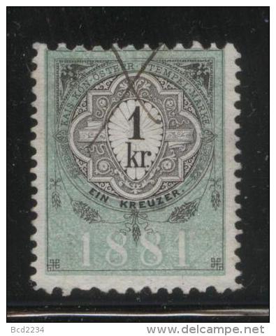 AUSTRIA ALLEGORIES 1881 1KR REVENUE ERLER 185 RARER COMPOUND PERF 10.00 X 12.00 - Revenue Stamps