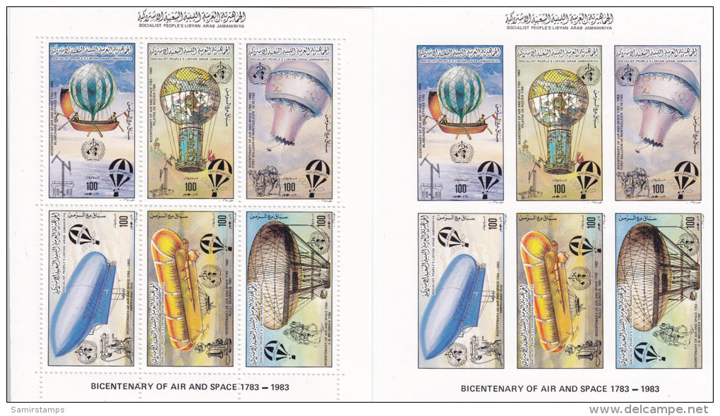 Libya 1983, Balloon & Air Ship Zepplin,sheetlet Of 6 Stamps PERF+IMPERF. Imited Scarce  Topical Issue MNH-SKRILL PAY - Libyen
