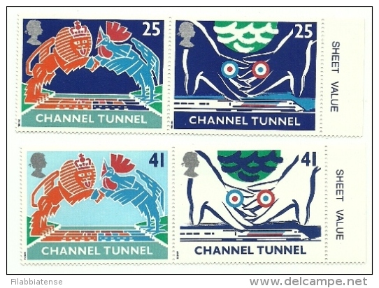 1994 - Gran Bretagna 1758/61 Tunnel Sotto La Manica, - Unused Stamps