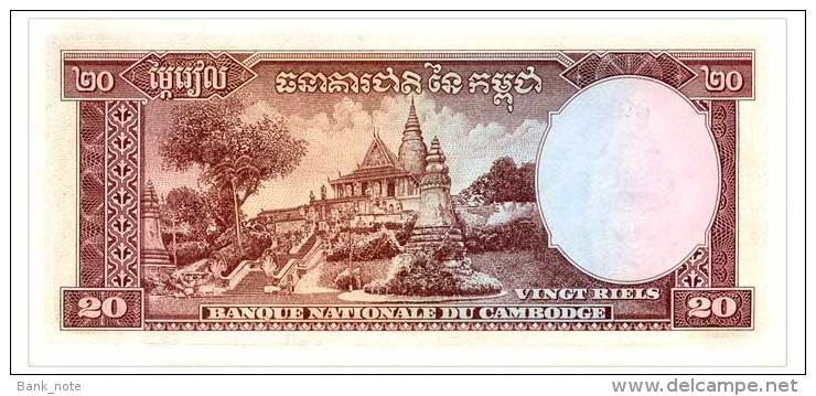 CAMBODIA 20 RIELS ND(1956-75) Pick 5d Unc - Cambodia