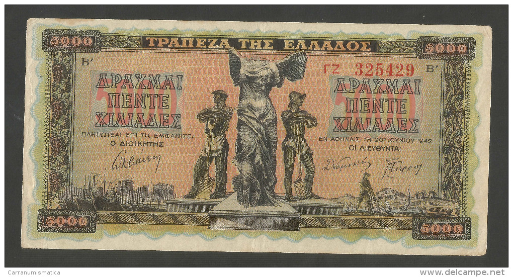 [NC] GREECE - 5000 DRACHMAI (1942) - Grèce