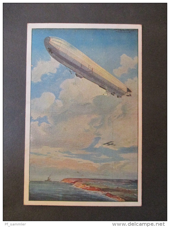 AK / Künstlerkarte Reichsmarineluftschiff Deutscher Luftpostverein / Zeppelin Ungraucht! - Zeppeline