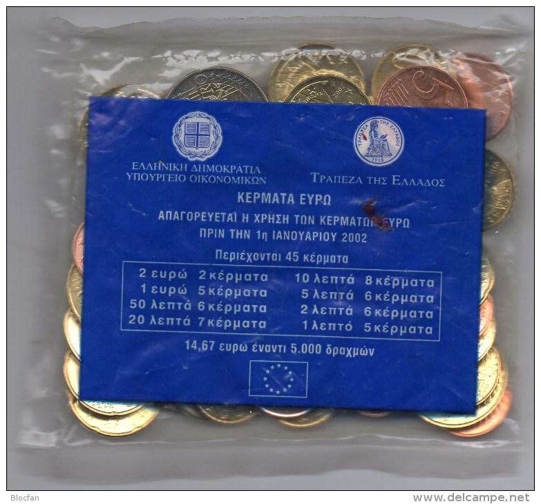 EURO-Starterkit Griechenland 2002 Mit Fremd-Ausgaben EFS-set In Athen Stg 70€ Der Staatliche Münze 1C.-2€ Coin Of Hellas - Grecia