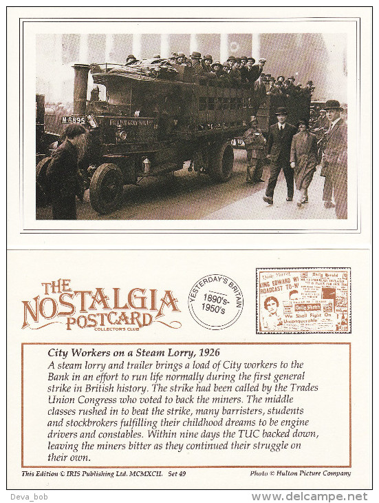 Postcard Steam Lorry William Hampton General Strike 1926 London City Workers Repro - Trucks, Vans &  Lorries