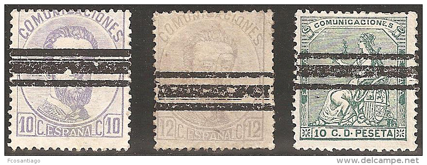 ESPAÑA 1872/73 - Edifil #121S,122S Y 123S - Barrados - Used Stamps