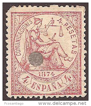 ESPAÑA 1874 - Edifil #151T Taladrado - Gebruikt