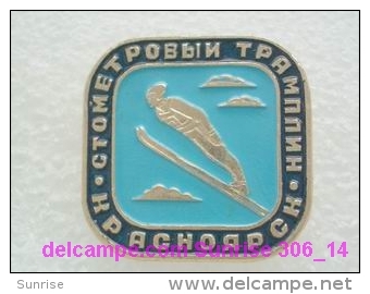 Sport: Skiing Jump Of Ski Jump 100 Meters Springboard Krasnoyrsk / Old Soviet Badge _306_4957 - Winter Sports