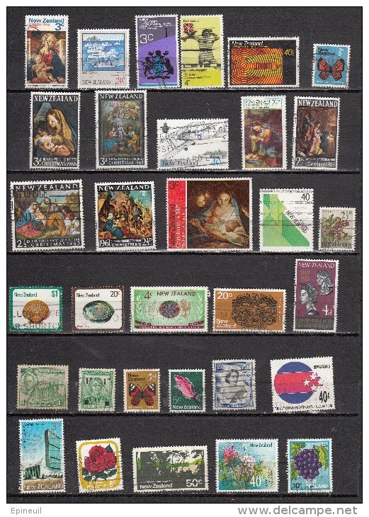 NOUVELLE ZELANDE LO T DE 32 TIMBRES OBLITERES DIFFERENTS - Collezioni & Lotti