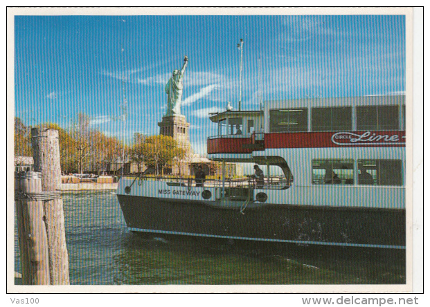 CPA NEW YORK CITY- STATUE OF LIBERTY, SHIP - Freiheitsstatue