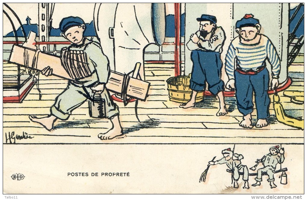 Illustrateur H Gerveze Marins - Poste De Propreté - Gervese, H.