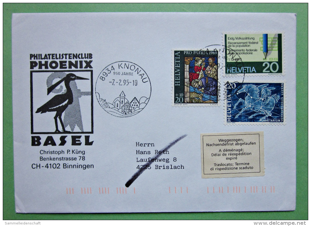 Brief Gel. Knonau 1995 Schweiz Briefmarken - Lettres & Documents