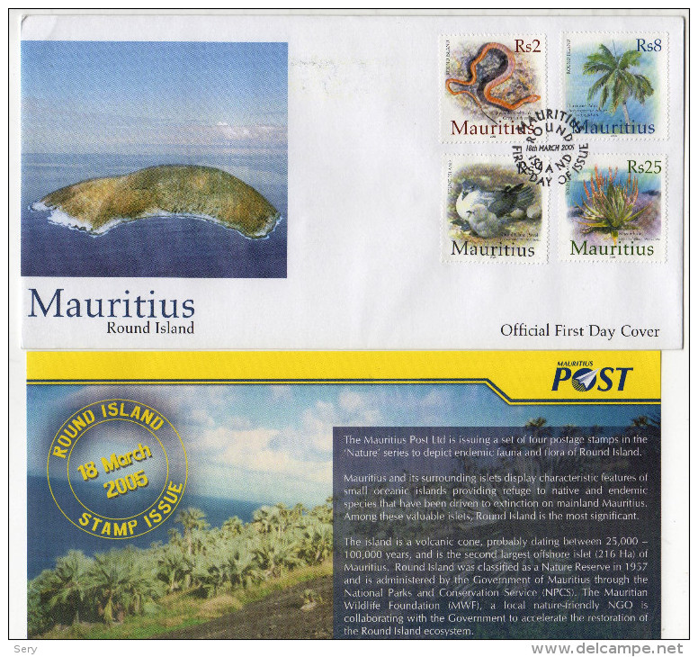 Mauritius 2005 FDC Endemic Fauna Flora Round Island Nature Reserve Keel Scale Boa Palm Bird Birds Mazambron - Snakes