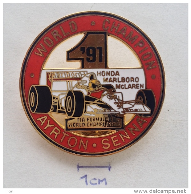 Badge / Pin (Car Racing) - Brasil Brazil Formula 1 FIA Ayrton Senna Da Silva Honda Marlboro McLaren WORLD CHAMPION 1991 - Automobile - F1