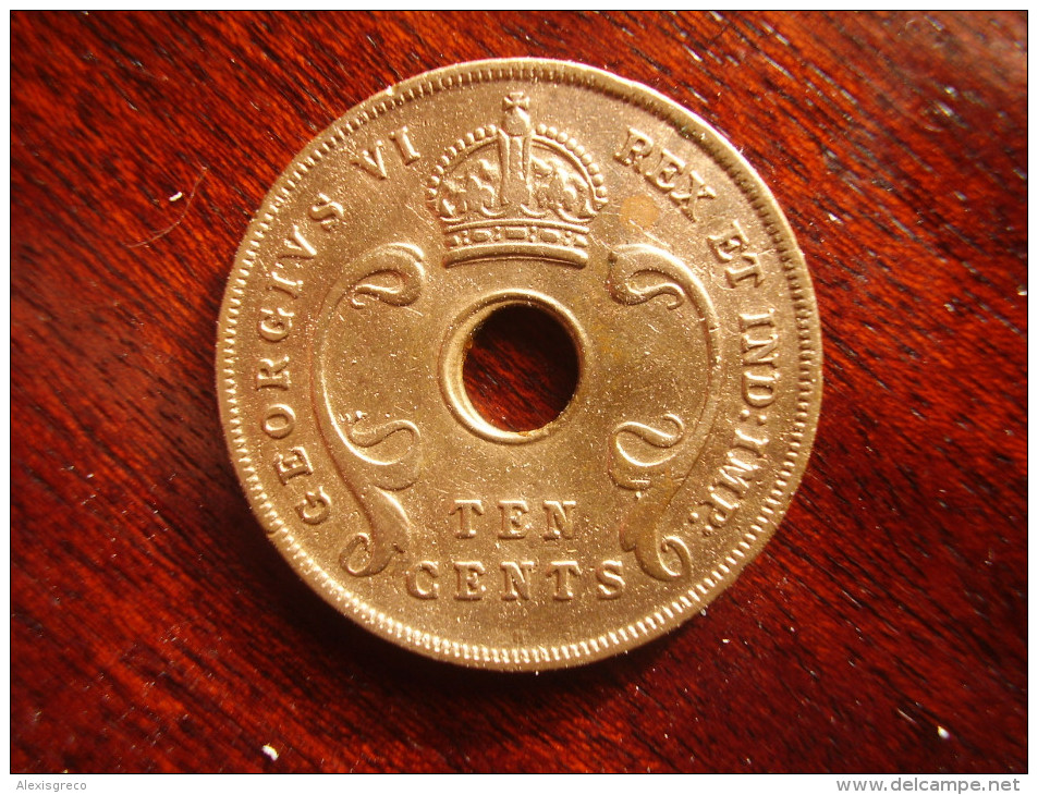 BRITISH EAST AFRICA USED TEN CENT COIN BRONZE Of 1937H  - GEORGE VI. - British Colony